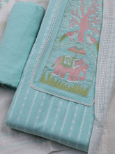 Neck Embroidered Cotton Blend Unstitched Suit With Dupatta